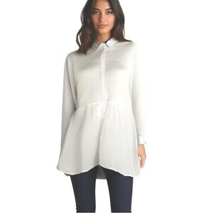 Garnet Hill white long sleeve button down cotton shirt size 12